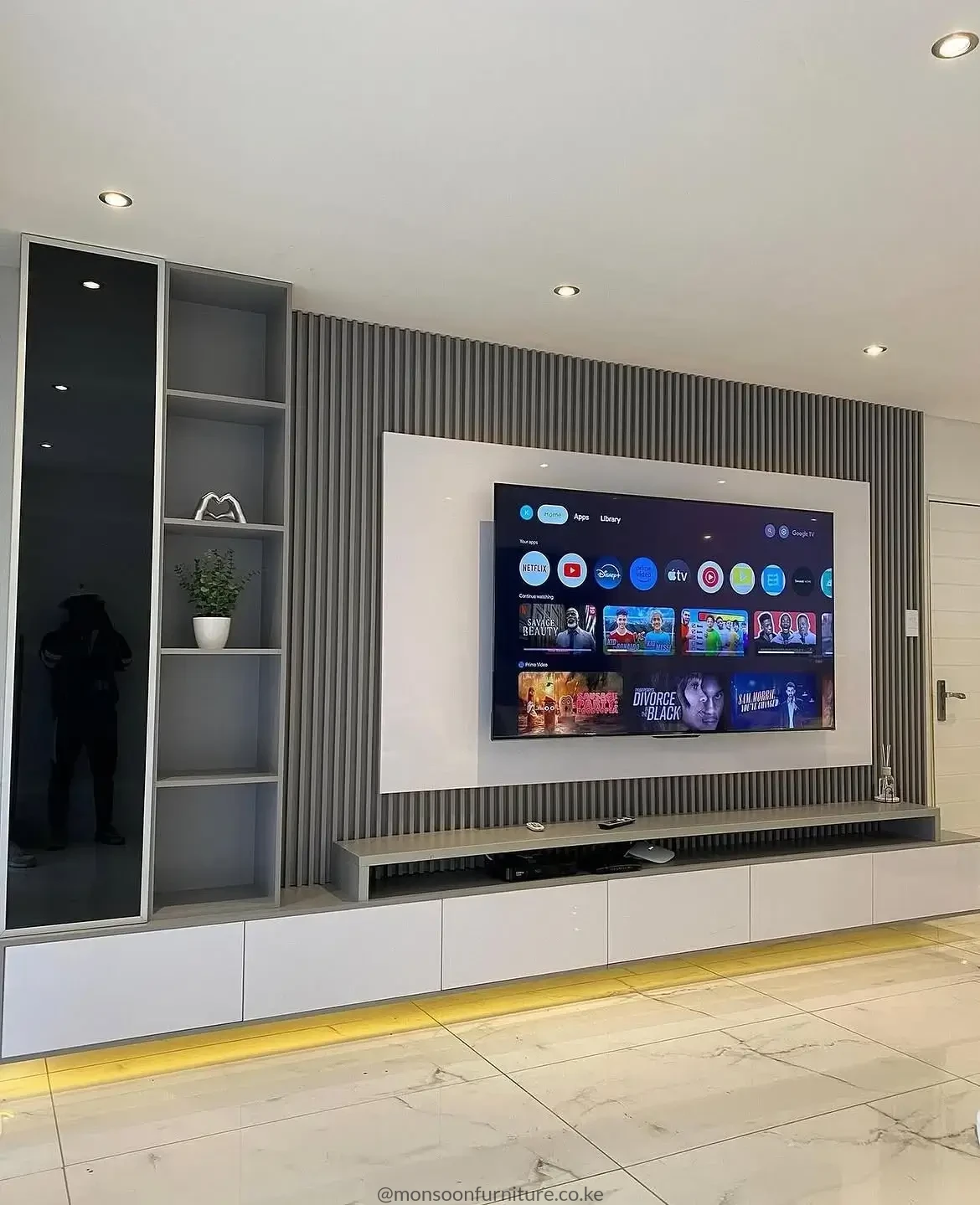 Fluted Wall Panels Kenya – Grey TV Feature Wall - Image 2