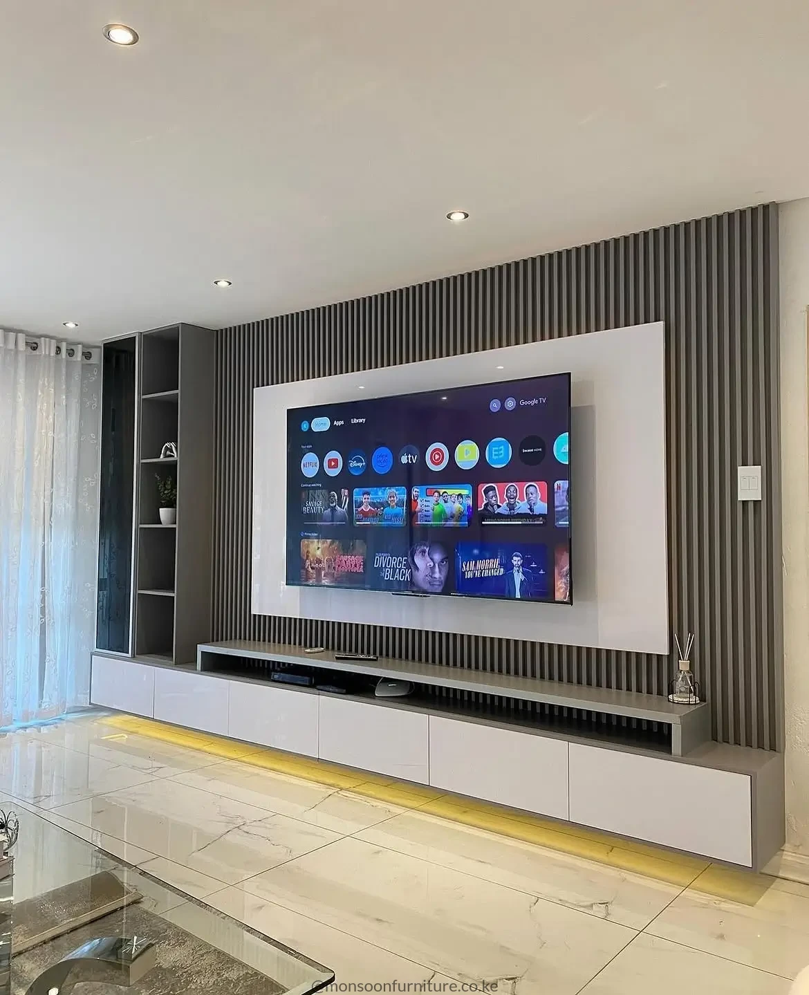 Fluted Wall Panels Kenya – Grey TV Feature Wall - Image 3