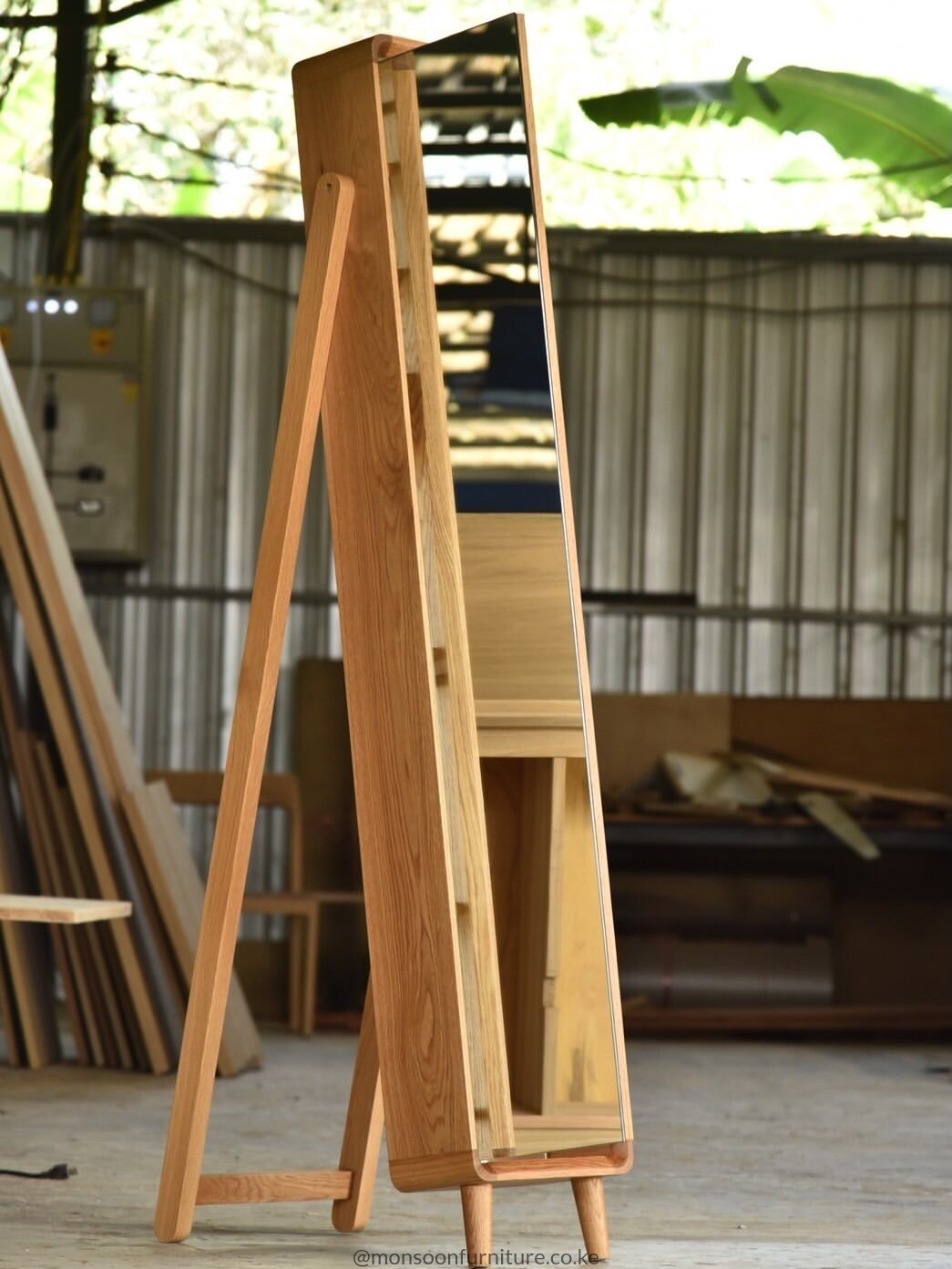 Freestanding Dressing Mirror Kenya – Warm Wood Frame - Image 3