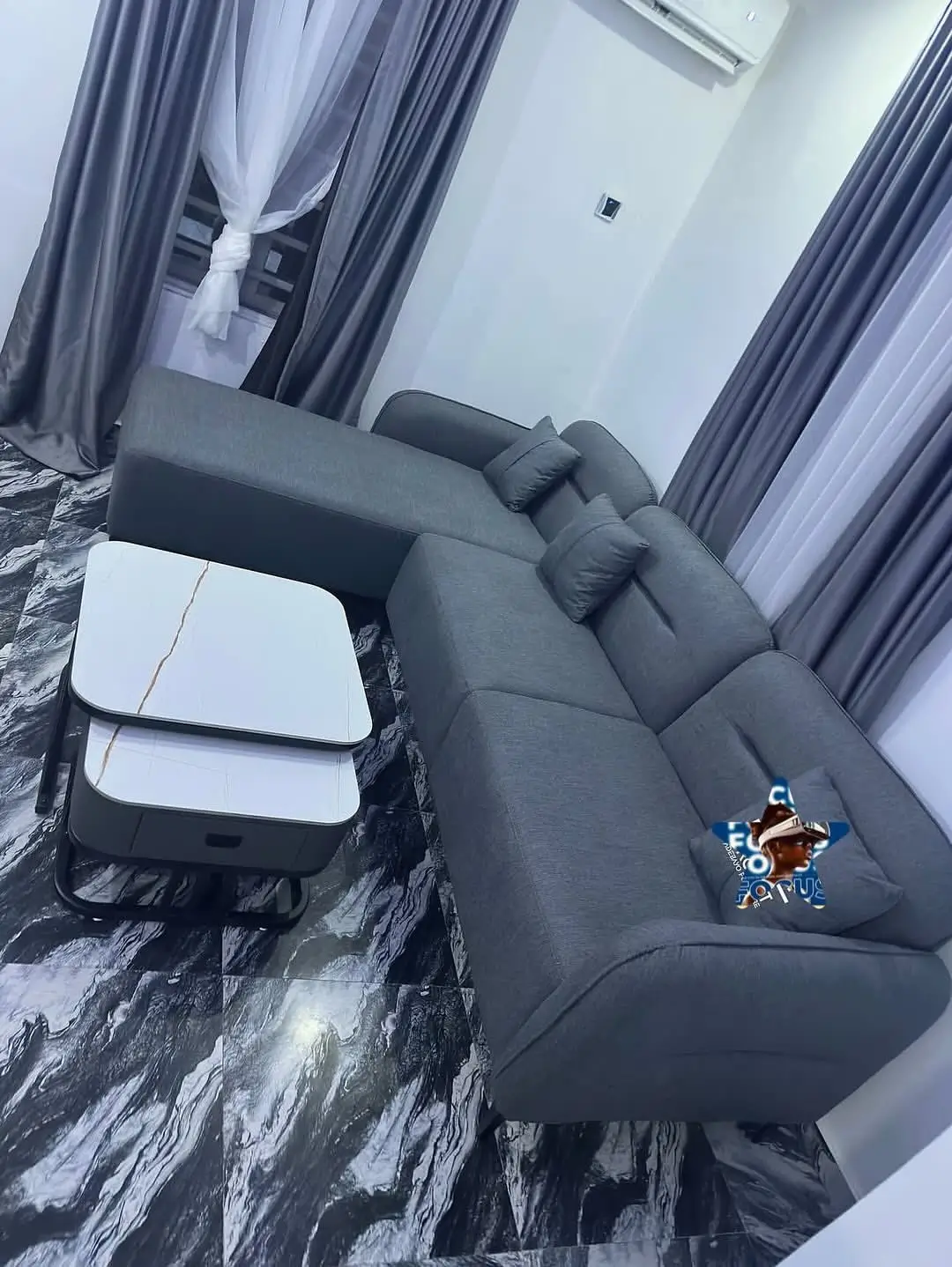 Grey L-Shaped Sectional Couch Kenya - Image 2