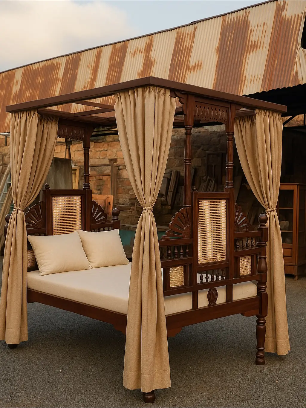 Mahogany Four Poster Canopy Bed 6×6 Kenya - Image 2
