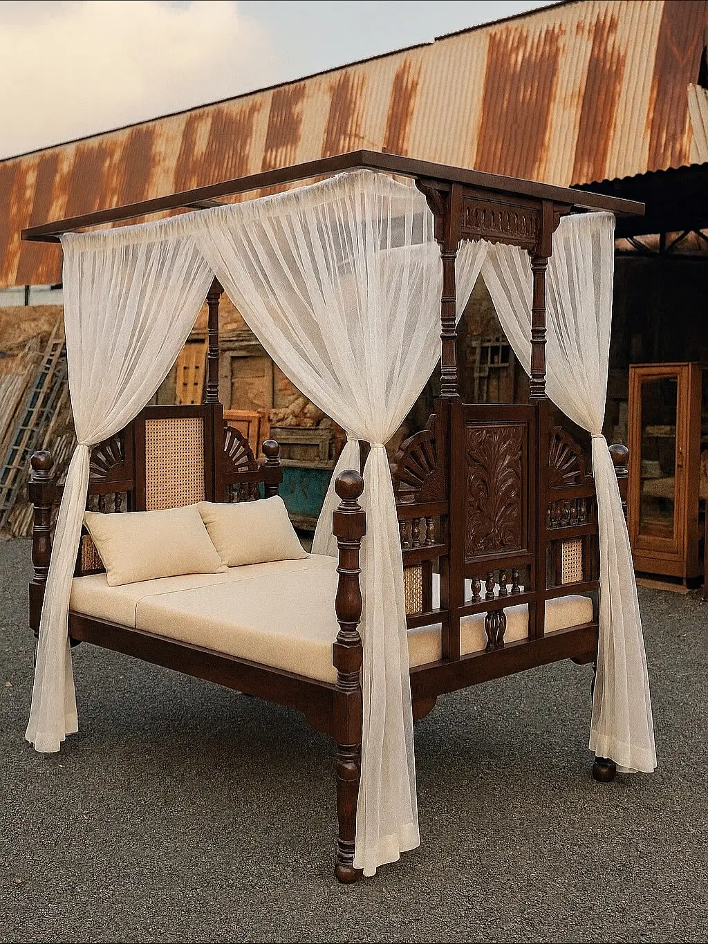 Mahogany Four Poster Canopy Bed 6×6 Kenya - Image 3