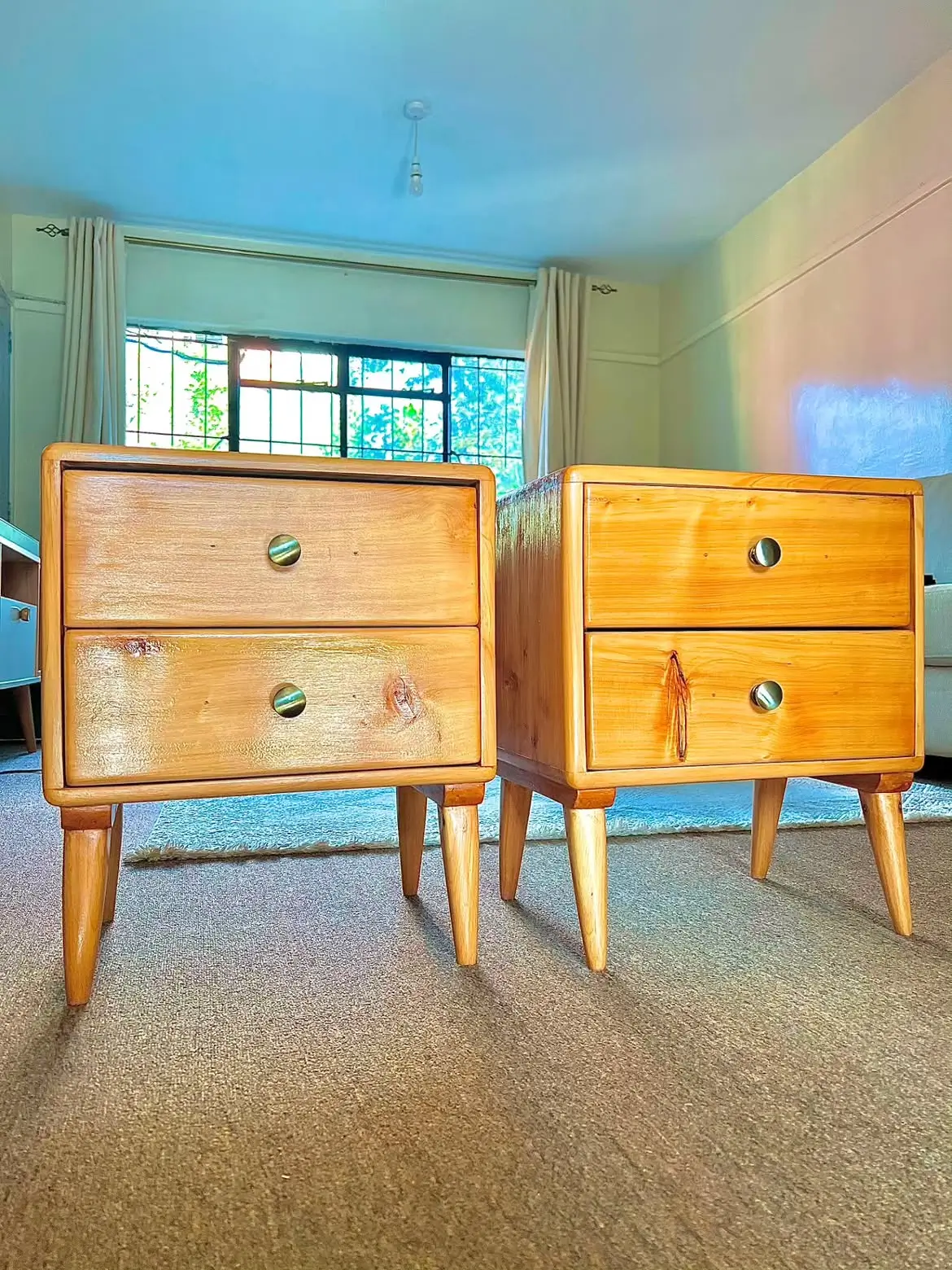 Natural Wood Two-Drawer Bedside Table Kenya - Image 2