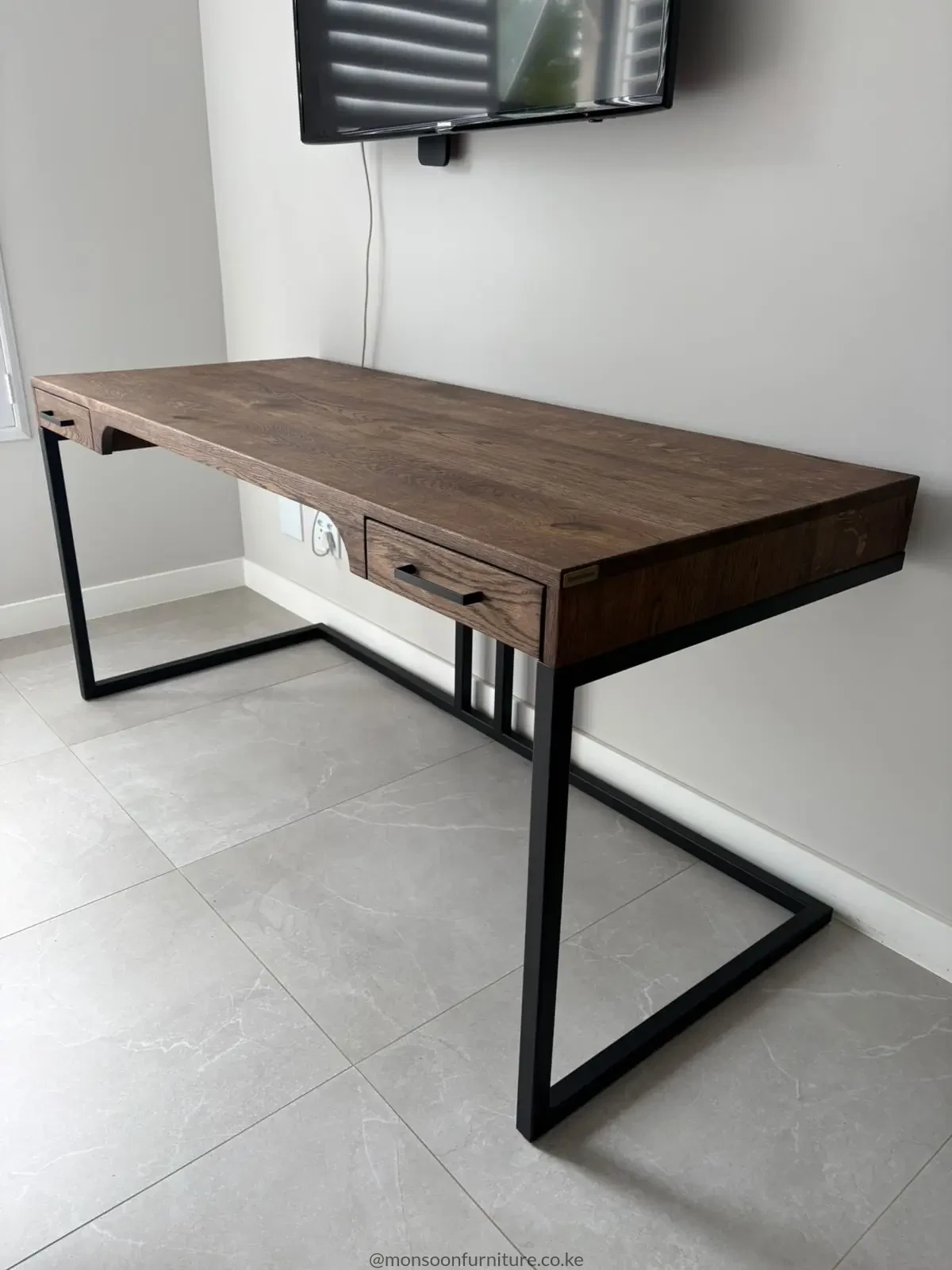 Solid Oak Desk with Drawers Kenya - Image 3