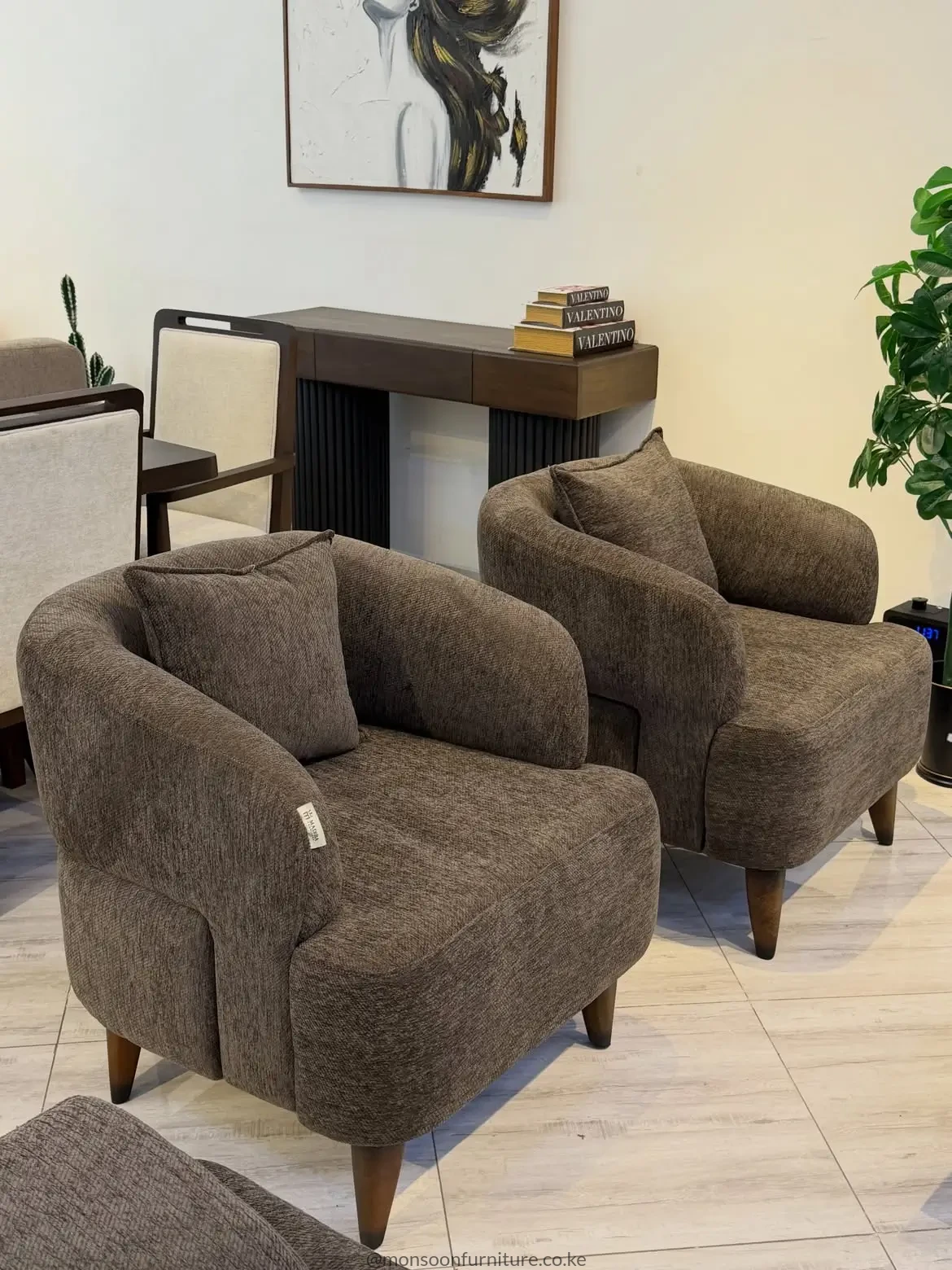 Taupe 3-2-1-1 Wood-Accent 7-Seater Sofa Set Kenya - Image 2