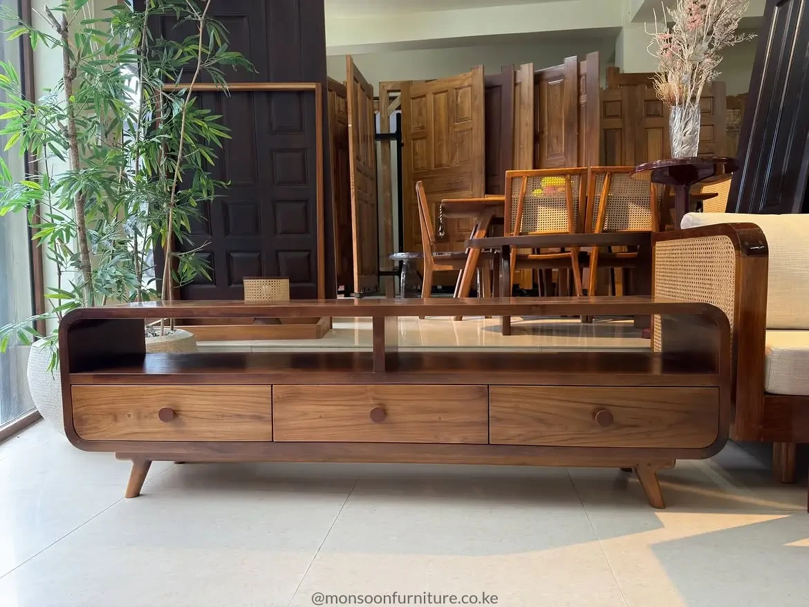 Handcrafted Curved Teak Entertainment Unit Nairobi - Image 2