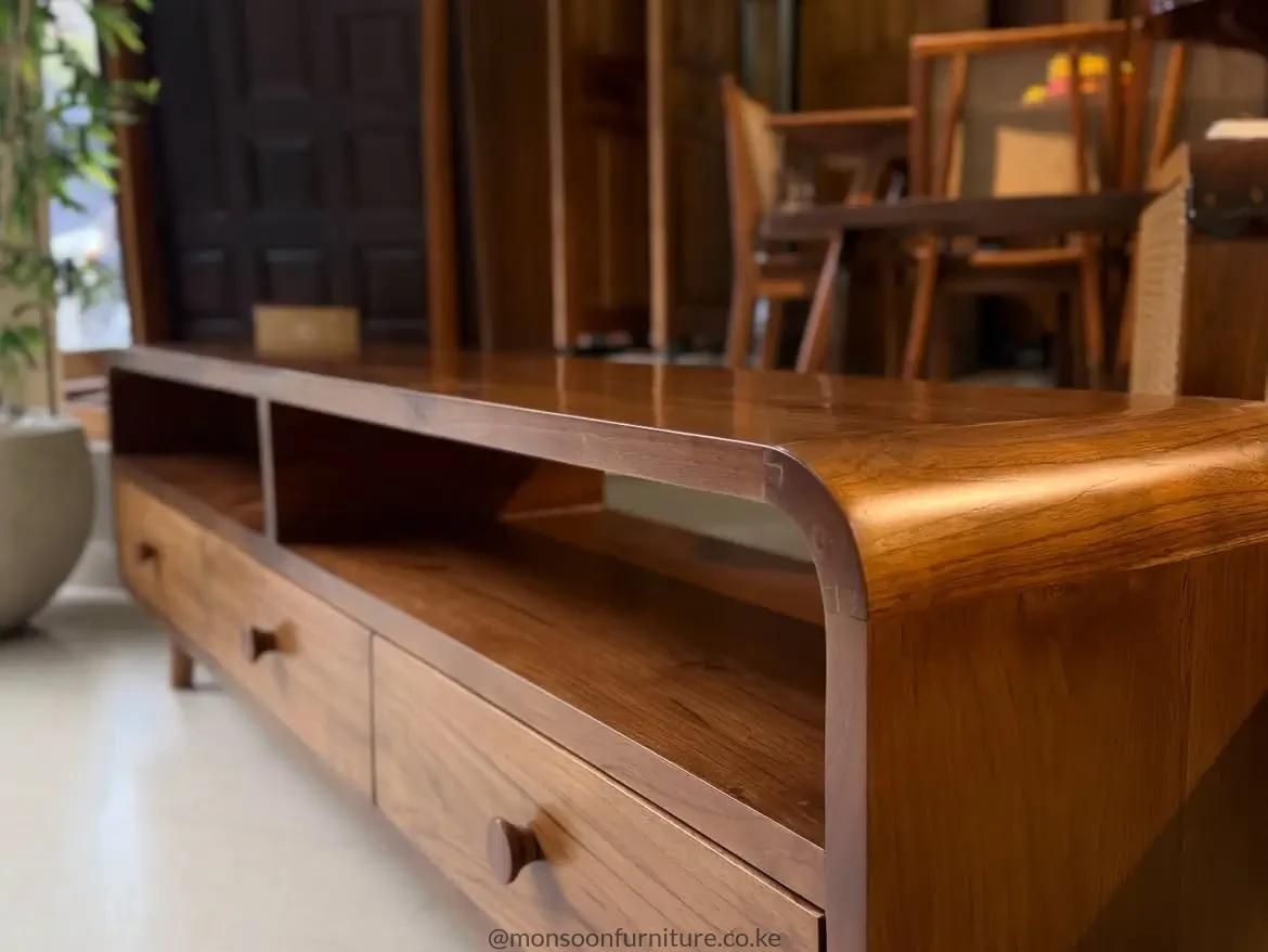 Handcrafted Curved Teak Entertainment Unit Nairobi - Image 3