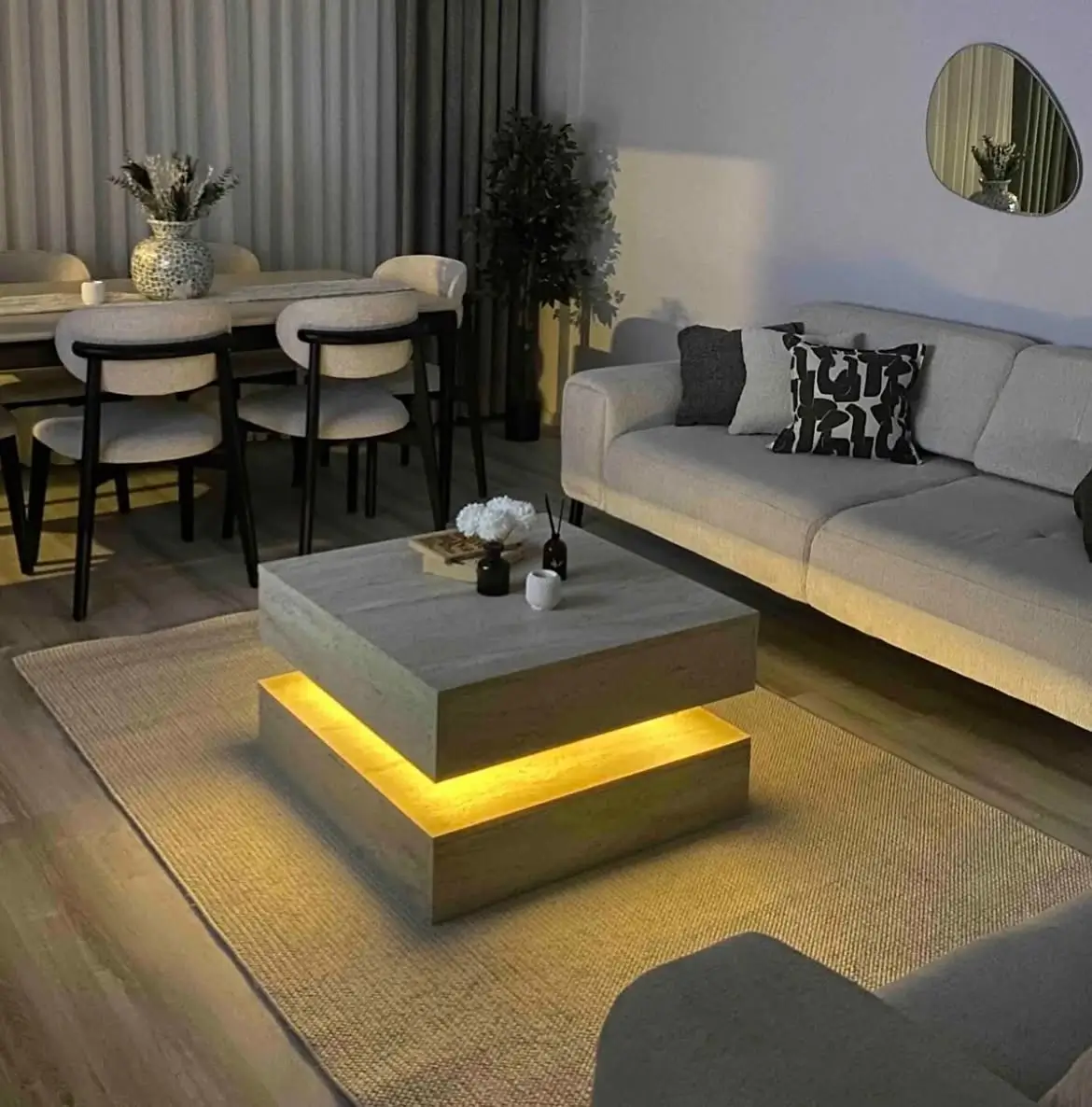 Walnut-Look Illuminated Square Coffee Table Kenya - Image 2