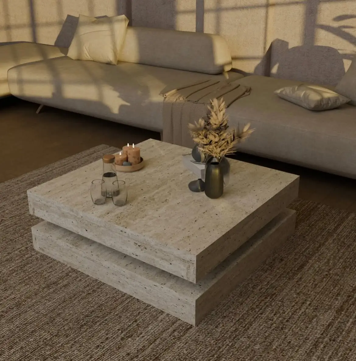 Walnut-Look Illuminated Square Coffee Table Kenya - Image 3
