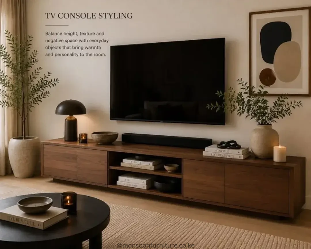 Warm Brown Open-Shelf TV Console Kenya - Image 2