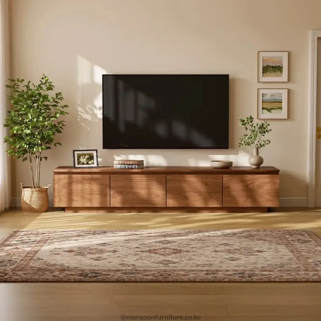 Warm Brown Open-Shelf TV Console Kenya - Image 3