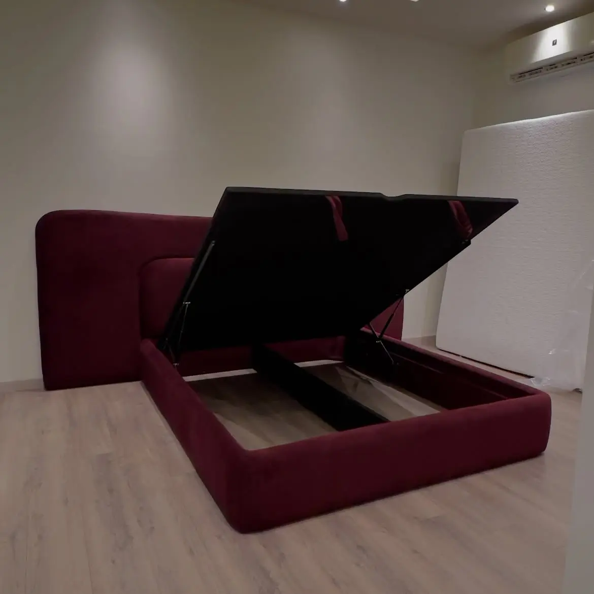 5×6 Burgundy Upholstered Bed with Under-Bed Storage Kenya - Image 2