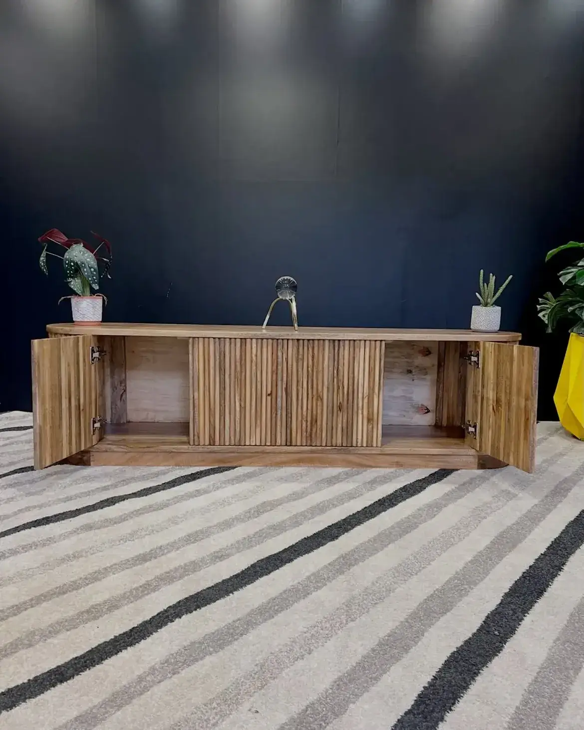 6ft Mango Wood Ribbed Storage Console Kenya - Image 2