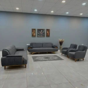 Contemporary grey 7-seater sofa set with two sofas and two chairs
