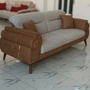 Elegant brown and light neutral 5 seater sofa set