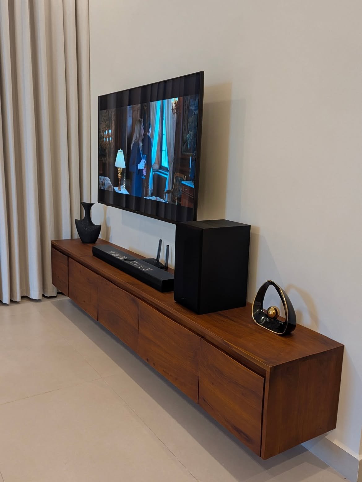 Monsoon Floating Mninga Wood TV Stand, - Image 3