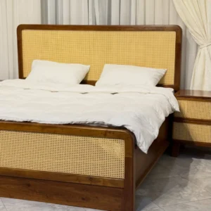 Monsoon Addison 5×6 brown bed with woven headboard and footboard