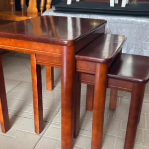 Ainsley wooden nesting tables set of three in warm brown finish
