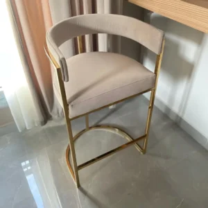 Alderborough cream upholstered bar stool with gold-tone metal frame