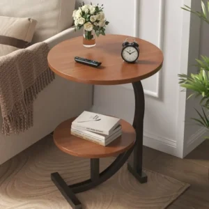 Amberbridge metal frame side table with 40cm round top and 60cm height