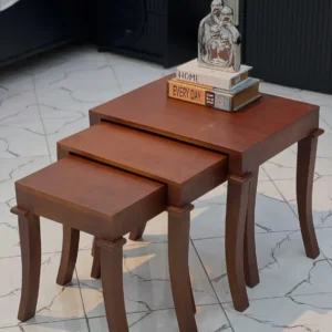 Amberbridge wooden nesting table set of three in brown