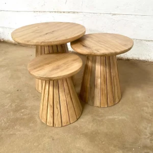 Amberhurst brown fluted wooden side table with 50cm round top
