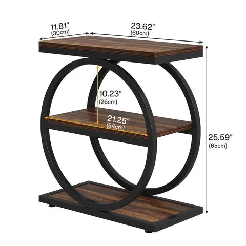 Monsoon Amberhurst Side Table, 60 cm Wood & Metal Frame - Image 2