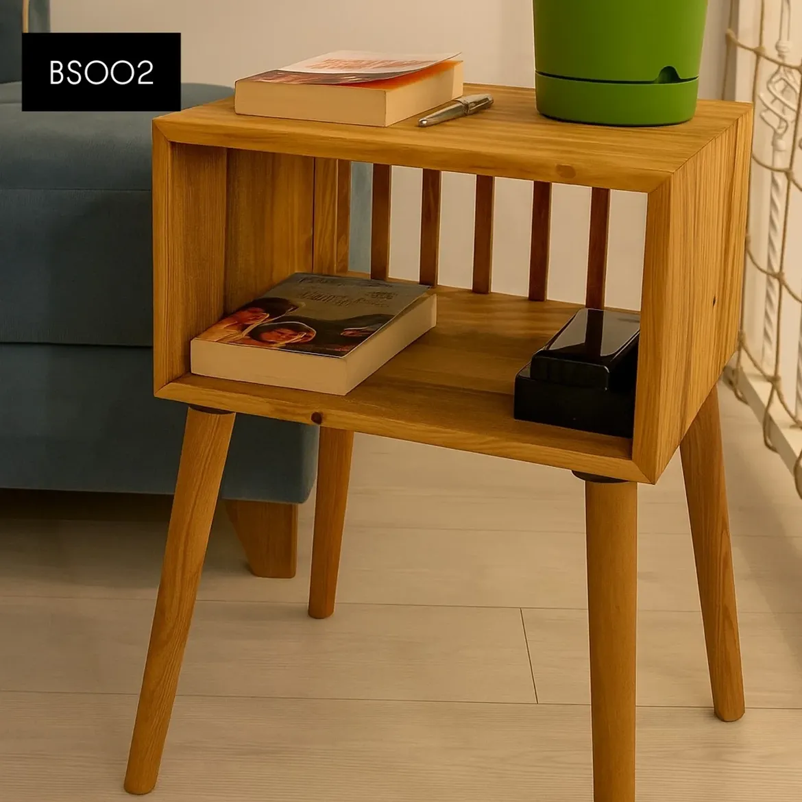 Monsoon Ashborough Mvule Bedside Table, Open Shelf Kenya - Image 3