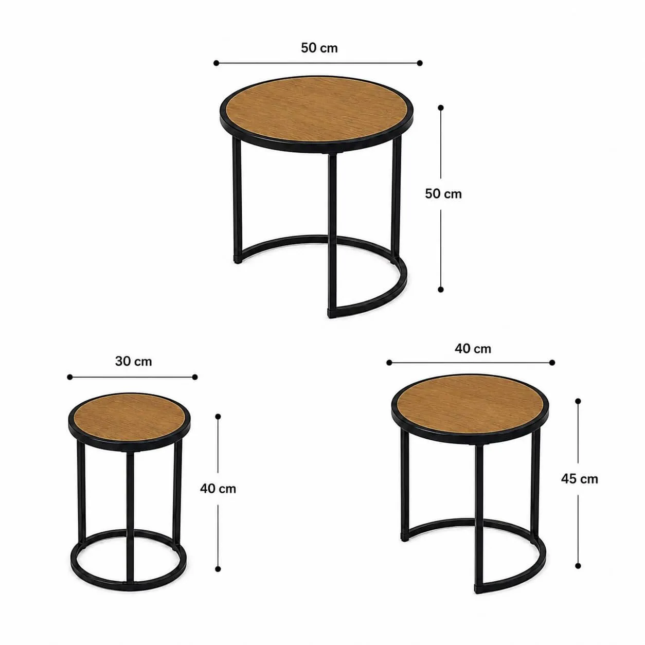 Monsoon Ashhurst Round Nesting Side Table Trio, Wood & Metal – Kenya - Image 3
