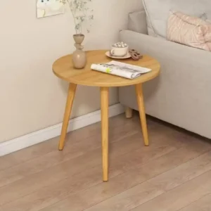 Ashhurst wooden round side table with 60 cm top and four legs