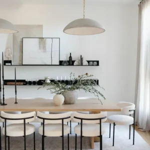 Aspenview 10-seater dining set with light wood-look table and cream chairs