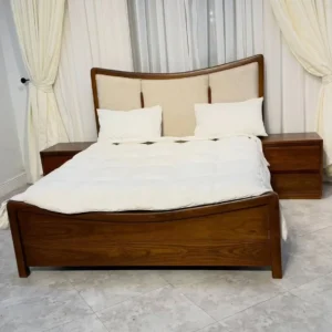 Monsoon Astoria Mvule 5×6 bed frame with cream padded headboard