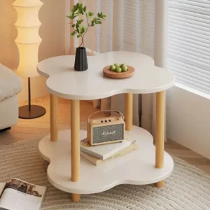 Bayvale flower-shaped board accent table with lower shelf