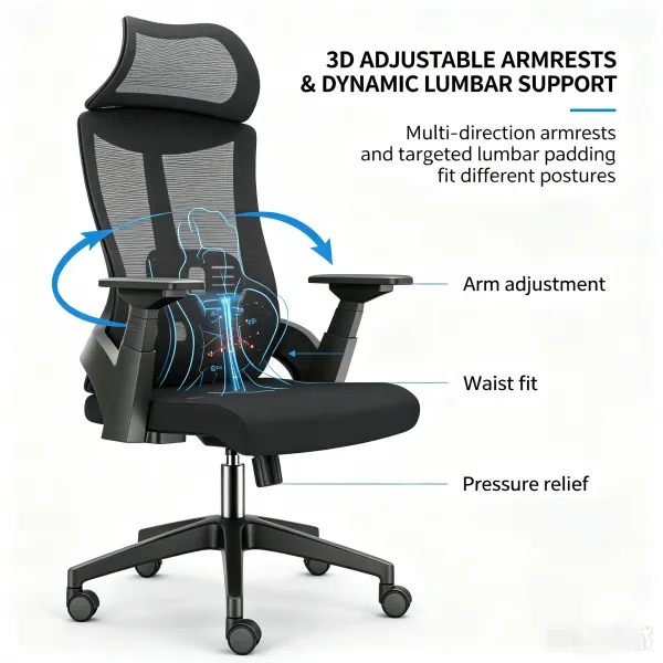 Monsoon Bellamy Ergonomic Office Chair, Black Mesh Kenya - Image 3