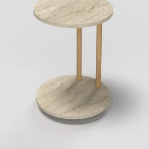 Bellcrest round board side table with metal frame, 55 cm high