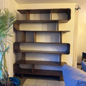 Bexley mahogany bookshelf with curved open shelves