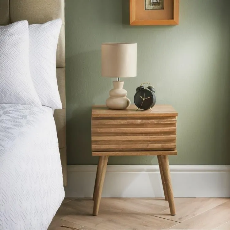 Monsoon Bexley Mango Wood Bedside Table, Ribbed Front Kenya - Image 2