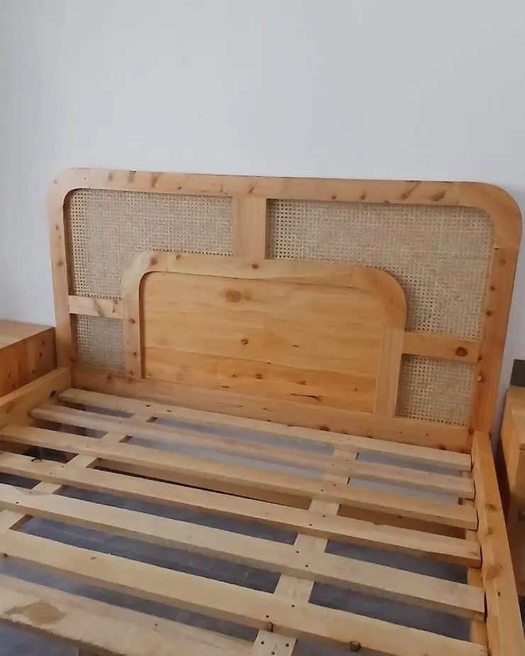 Monsoon Bluevale Wooden Bed, 5×6 Woven Headboard, Kenya - Image 2