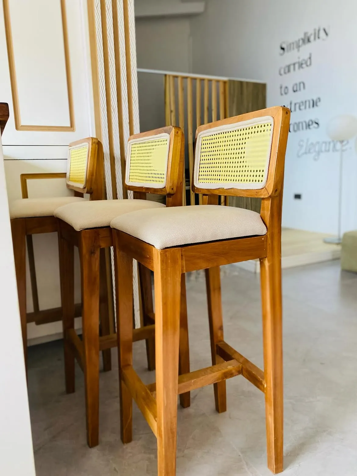Monsoon Braemar Rattan Bar Stool, Cream, 58×45×98 cm - Image 2