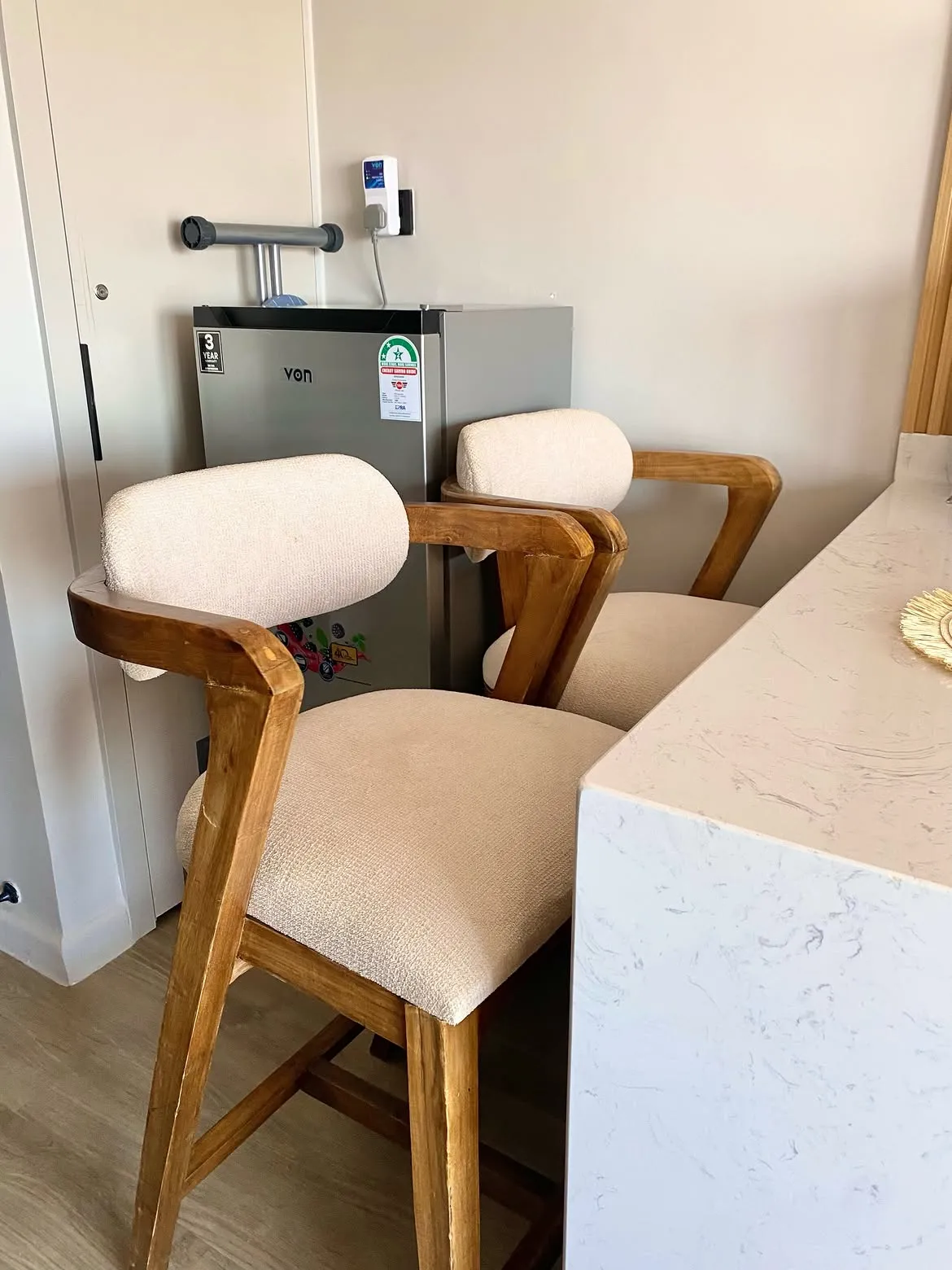 Monsoon Branton Wooden Bar Stool, Cream, 58×45×98 cm - Image 2