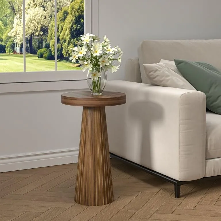 Product title: Monsoon Briarvale Fluted Muninga Side Table, 50 cm - Image 3
