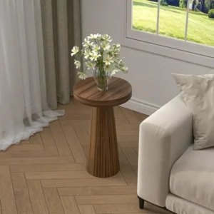 Briarvale Muninga fluted side table dimensions 50 cm high