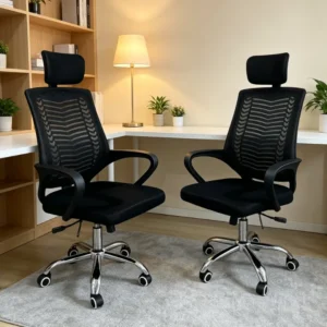 Monsoon Brookhaven black mesh office chair with headrest
