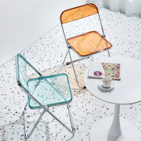 Monsoon Clearbridge Plastic Foldable Office Chair, Transparent Kenya - Image 2