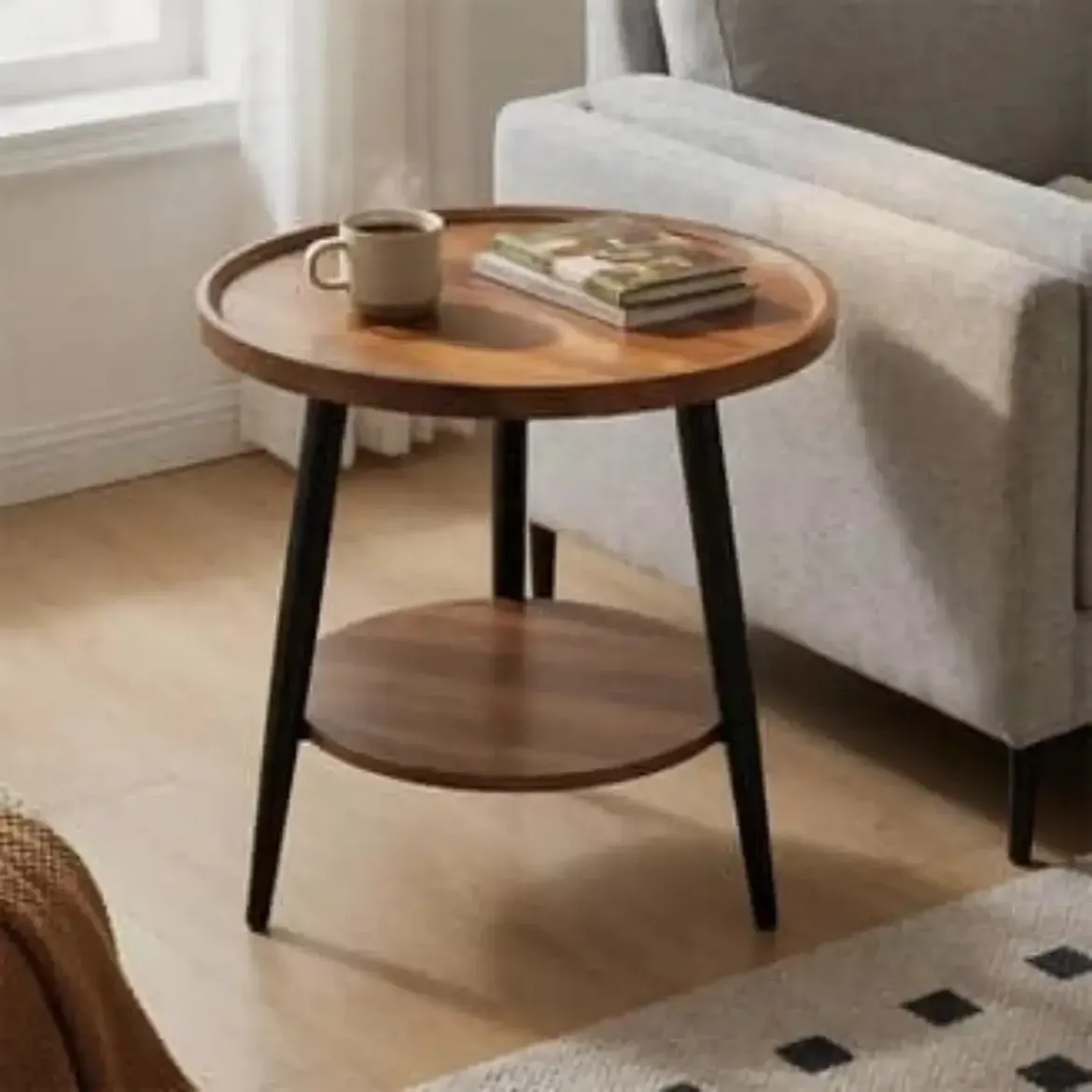 Monsoon Cloverbourne Round Side Table, 58cm, Board & Metal Frame – Kenya - Image 2