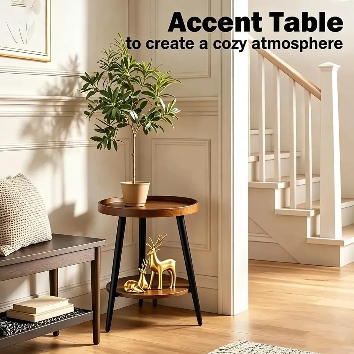 Monsoon Cloverbourne Round Side Table, 58cm, Board & Metal Frame – Kenya - Image 3