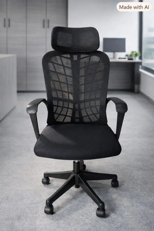 Monsoon Cloverbury Ergonomic Headrest Office Chair, Black Mesh Kenya - Image 2