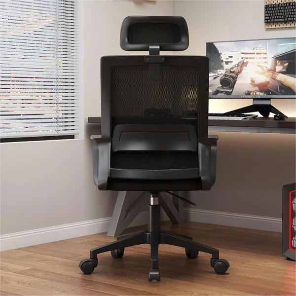 Monsoon Cresthurst Ergonomic Headrest Office Chair, Black Mesh Kenya - Image 3