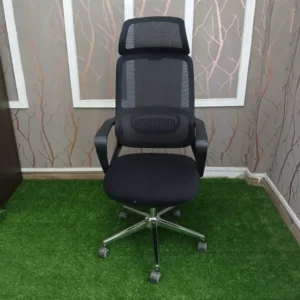 Monsoon Fairmont black mesh ergonomic office chair with headrest
