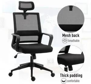 Monsoon Hartwell Mesh Executive Office Chair with Headrest, Black Kenya - Image 3